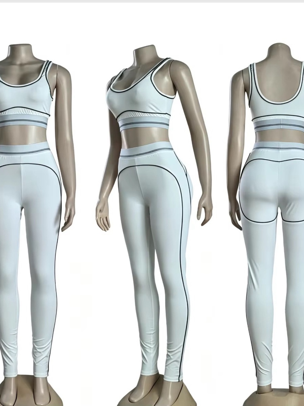 Yoga White Crop Tank with matching pants - Picture 3 of 8